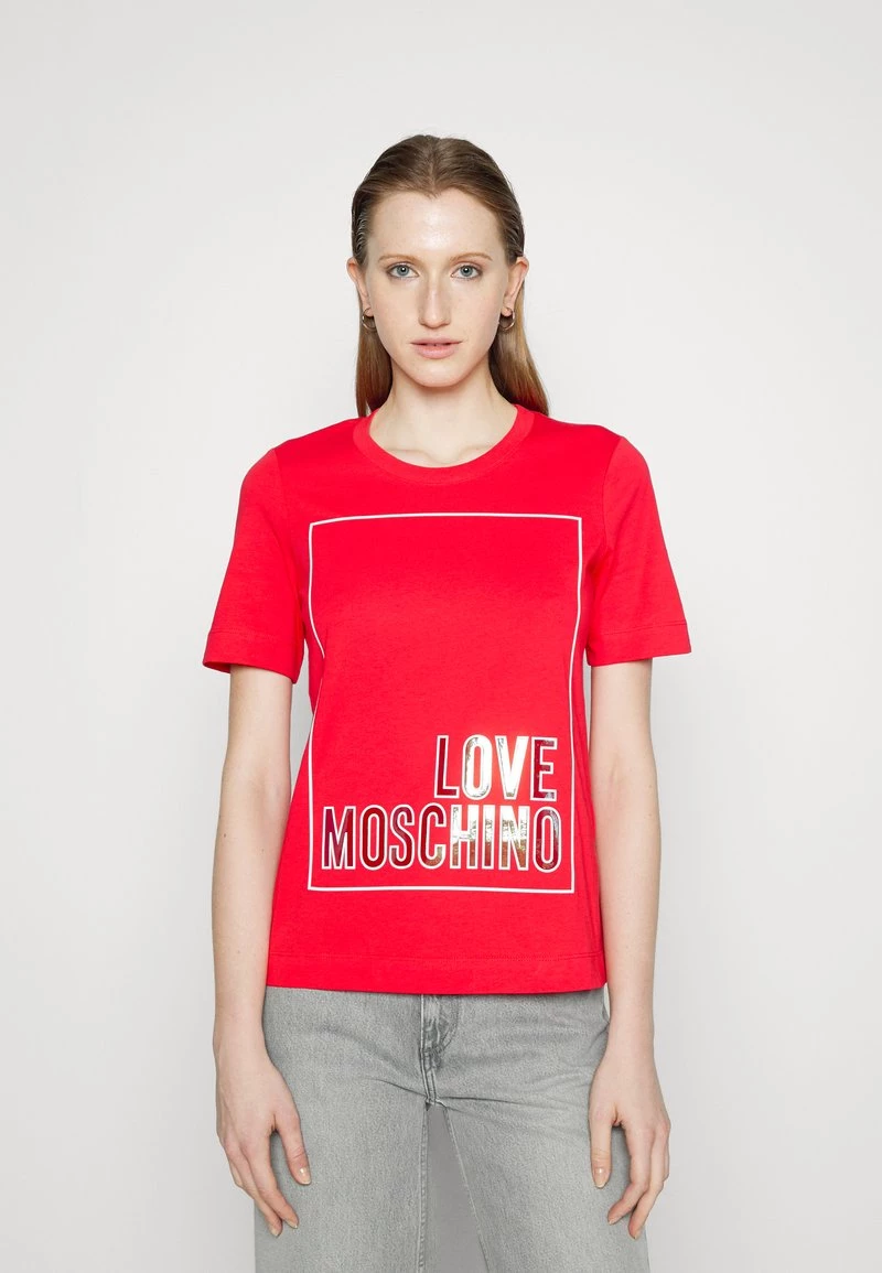 A buon mercato π Love Moschino T-shirt Con Stampa - Red, Donna π 1 A buon mercato π Love Moschino T-shirt Con Stampa - Red, Donna π