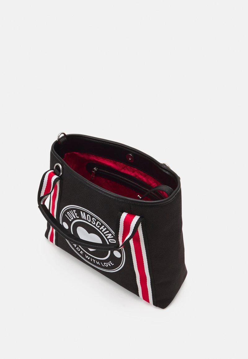 Presa π Love Moschino STRIPED π HANDBAG - Borsa A Mano - Nero, Donna π 3 Presa π Love Moschino STRIPED π HANDBAG - Borsa A Mano - Nero, Donna π - immagine 3