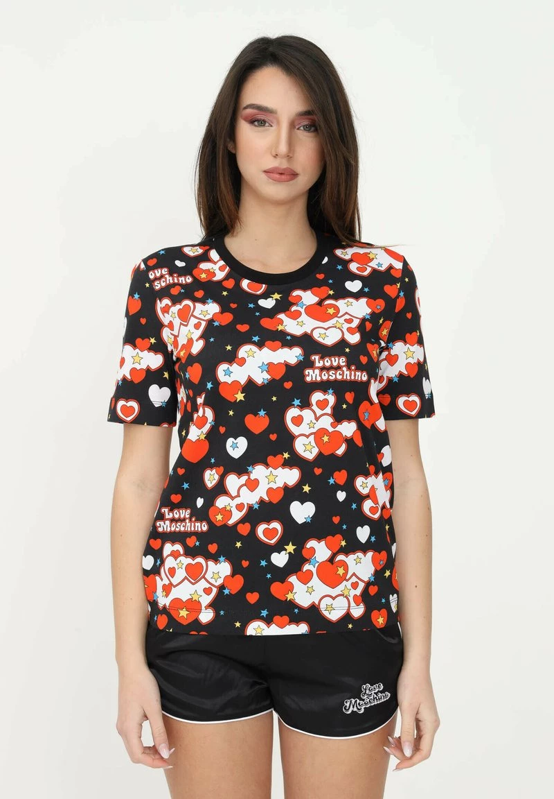 Bilancio π Love Moschino T-shirt Con Stampa - Cuor Stel Nero, Donna π 1 Bilancio π Love Moschino T-shirt Con Stampa - Cuor Stel Nero, Donna π