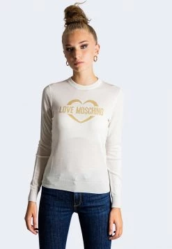 Sconto 👏 Love Moschino Maglietta A Manica Lunga - Cream, Donna 💯