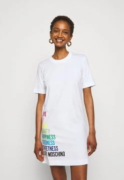 Il più economico 😀 Love Moschino Vestito Di Maglina - Optical White, Donna 😉