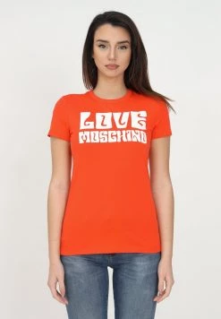 Promo 🌟 Love Moschino T-shirt Con Stampa - Orange, Donna 👍
