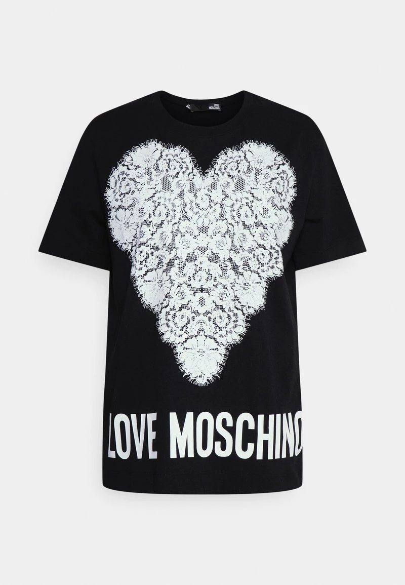 Nuovo π₯ Love Moschino T-shirt Con Stampa - Black, Donna π 1 Nuovo π₯ Love Moschino T-shirt Con Stampa - Black, Donna π