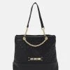 Sconto ✨ Love Moschino QUILTED LOGO FRONT CHAIN BAG - Borsa A Mano - Nero, Donna ⌛
