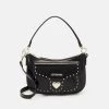 Nuovo 🧨 Love Moschino HEART SHAPED STUDDED TOP HANDLE - Borsa A Mano - Black, Donna 😍