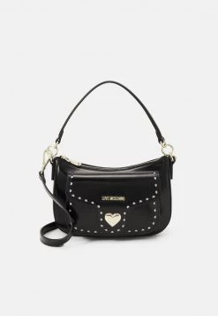Nuovo 🧨 Love Moschino HEART SHAPED STUDDED TOP HANDLE - Borsa A Mano - Black, Donna 😍
