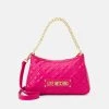 Il più economico ⭐ Love Moschino QUILTED LOGO CHAIN POUCHETTE - Borsa A Mano - Fuxia, Donna 😍