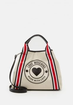 Vendita calda 👍 Love Moschino STRIPED 👜 HANDBAG - Borsa A Mano - Beige, Donna 😉