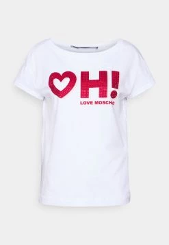 Presa 👍 Love Moschino T-shirt Con Stampa - Optical White, Donna 😍