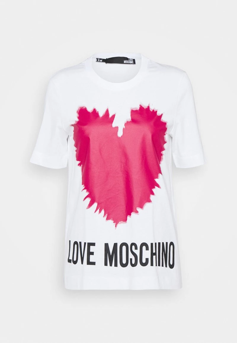 Buono 🤩 Love Moschino T-shirt Con Stampa - Optical White, Donna 🧨 1 Buono 🤩 Love Moschino T-shirt Con Stampa - Optical White, Donna 🧨