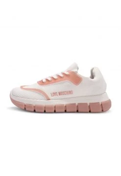 Nuovo 😀 Love Moschino MIT LABEL-APPLIKATION - 👟 Sneakers Basse - White, Pink, Donna 👏