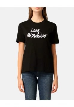 Il più economico 🎁 Love Moschino T-shirt Con Stampa - Black, Donna 🥰