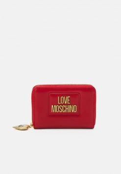 A buon mercato ⭐ Love Moschino SMALL ZIP AROUND LOGO - Portafoglio - Rosso, Donna 🔔