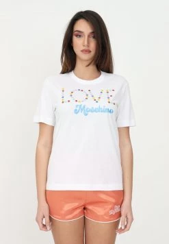 Presa 🛒 Love Moschino T-shirt Con Stampa - Optical White, Donna 🔥
