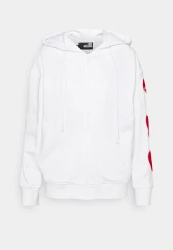 Offerte 🥰 Love Moschino Felpa Con Zip - Optical White, Donna 🧨