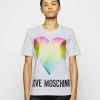 Vendita all'ingrosso 🎉 Love Moschino T-shirt Con Stampa - Optical White, Donna 🔔