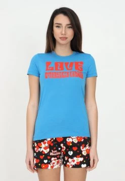 Offerte 🥰 Love Moschino T-shirt Con Stampa - Azure, Donna 🔔