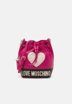 Promo ⌛ Love Moschino CHAIN BIG QUILTED HEART BUCKET BAG - Borsa A Tracolla - Pink, Donna 🥰