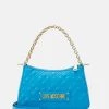 Migliore vendita 😉 Love Moschino LOGO CHAIN POUCHETTE - Borsa A Mano - Oceano, Donna 🔔